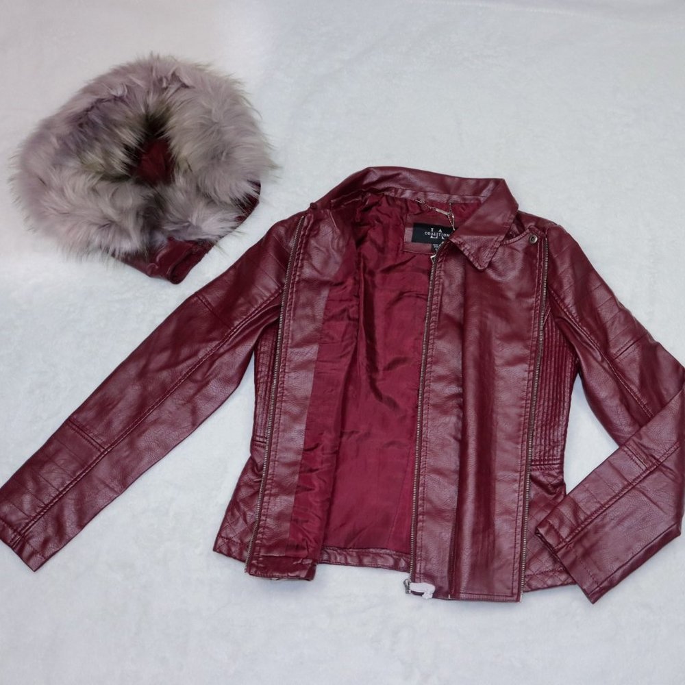 (S) Coalition LA Wine Vegan Leather Jacket - Picture 5 of 7